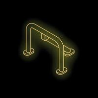 Glowing yellow bicycle rack on black background vector