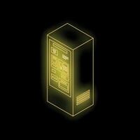 Neon vending machine glowing on dark background vector