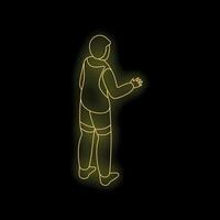 Astronaut walking and exploring space in neon light vector