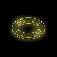 Glowing neon lifebuoy floating on dark background symbolizing hope and rescue vector