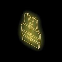 Gold life vest shining on dark background, isometric projection vector
