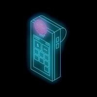 Neon pos terminal showing crossed circle symbol on dark background vector