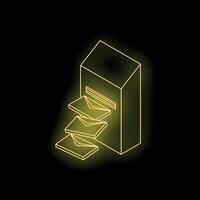 Neon mailbox receiving multiple envelopes in dark environment vector