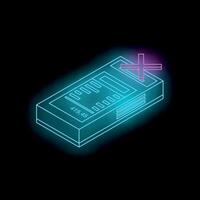 Neon pos terminal showing adding payment transaction on black background vector