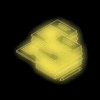 Stack of documents with pencil representing administrative work in neon style vector