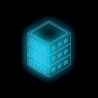 Glowing server rack symbolizing data storage and processing power vector