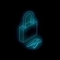 Glowing padlock and keys representing security and protection vector