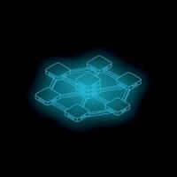 Futuristic server network connecting devices in cyberspace vector