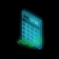 Glowing calculator and upward trending arrow showing growth vector