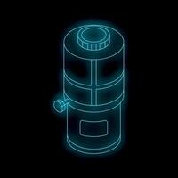 Neon blue holographic projection of a telephoto lens floating in the dark vector
