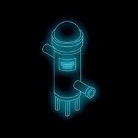 Industrial water purification system with futuristic neon glow effect vector