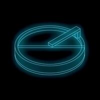 Neon blue hockey puck balancing on a stick glowing on dark background vector