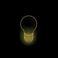 Neon light bulb glowing in the dark representing ideas vector