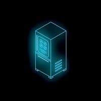 Glowing neon refrigerator icon glowing on black background vector