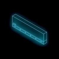 Neon icon of air conditioner hanging on wall isometric view vector