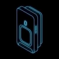 Neon smartphone charging wirelessly on dark background vector