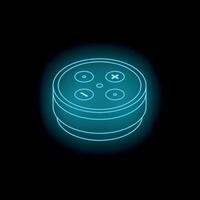 Neon smart speaker is glowing on a dark background vector