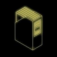Yellow neon archive folder storing documents on black background vector