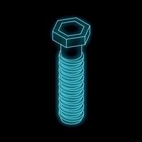 Neon blue screw glowing on black background vector