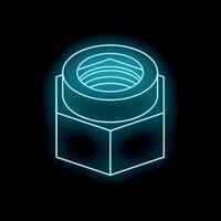 Neon nut shining in the dark background vector