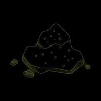 Golden neon style asteroid floating in space with debris vector