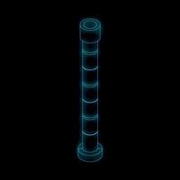 Neon glowing industrial pipe with valves on a black background vector