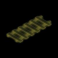 Yellow neon outline of railroad track extending into distance vector