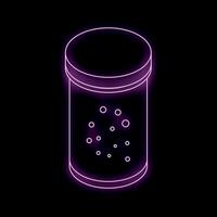 Neon icon of jar with effervescent tablets dissolving in water vector