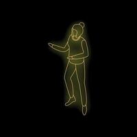 Woman gesturing with hands while dancing neon sign vector