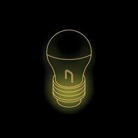 Neon lightbulb shining on black background vector