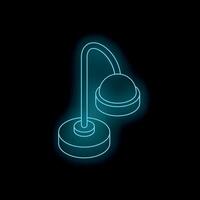 Glowing neon icon of desk lamp illuminating workspace vector