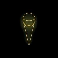 Neon microphone icon glowing on dark background vector