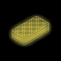 Neon yellow wafer cookie glowing on black background vector