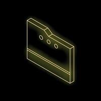 Glowing neon folder icon on a black background vector