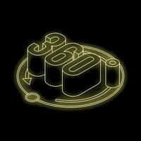 3d yellow neon sign on a black background vector