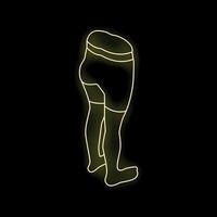 Neon yellow silhouette of compression tights on black background vector