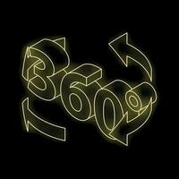 Neon 360 degrees rotation sign with arrows vector