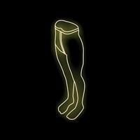 Yellow neon sign showing compression stockings on black background vector