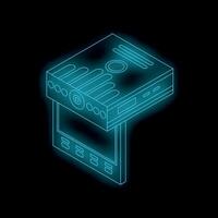 Neon icon of a digital camera recording a with a microphone vector
