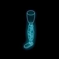 Neon glowing outline icon of a modern bionic prosthetic leg vector
