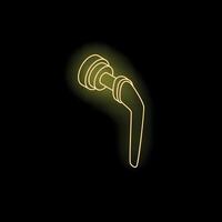 Yellow neon door handle shining on a black background vector