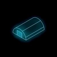 Glowing neon hangar icon depicting storage space vector
