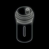 Neon water filter cartridge replacing icon showing water purification system vector