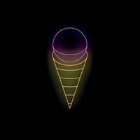 Neon ice cream cone shining on a black background vector