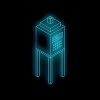 Neon server rack glowing on black background vector