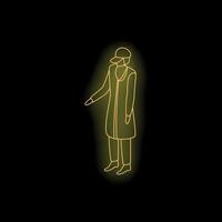 Neon style illustration of a doctor wearing a lab coat and showing something vector