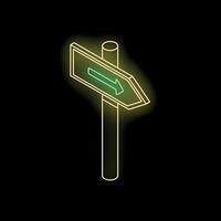 Neon sign showing direction with an arrow pointing left vector