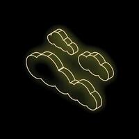 Neon yellow clouds floating in digital space vector