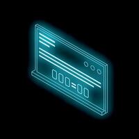 Neon blue credit card with security code on black background vector