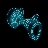 Pair of wireless earbuds with active noise cancellation glowing neon style vector